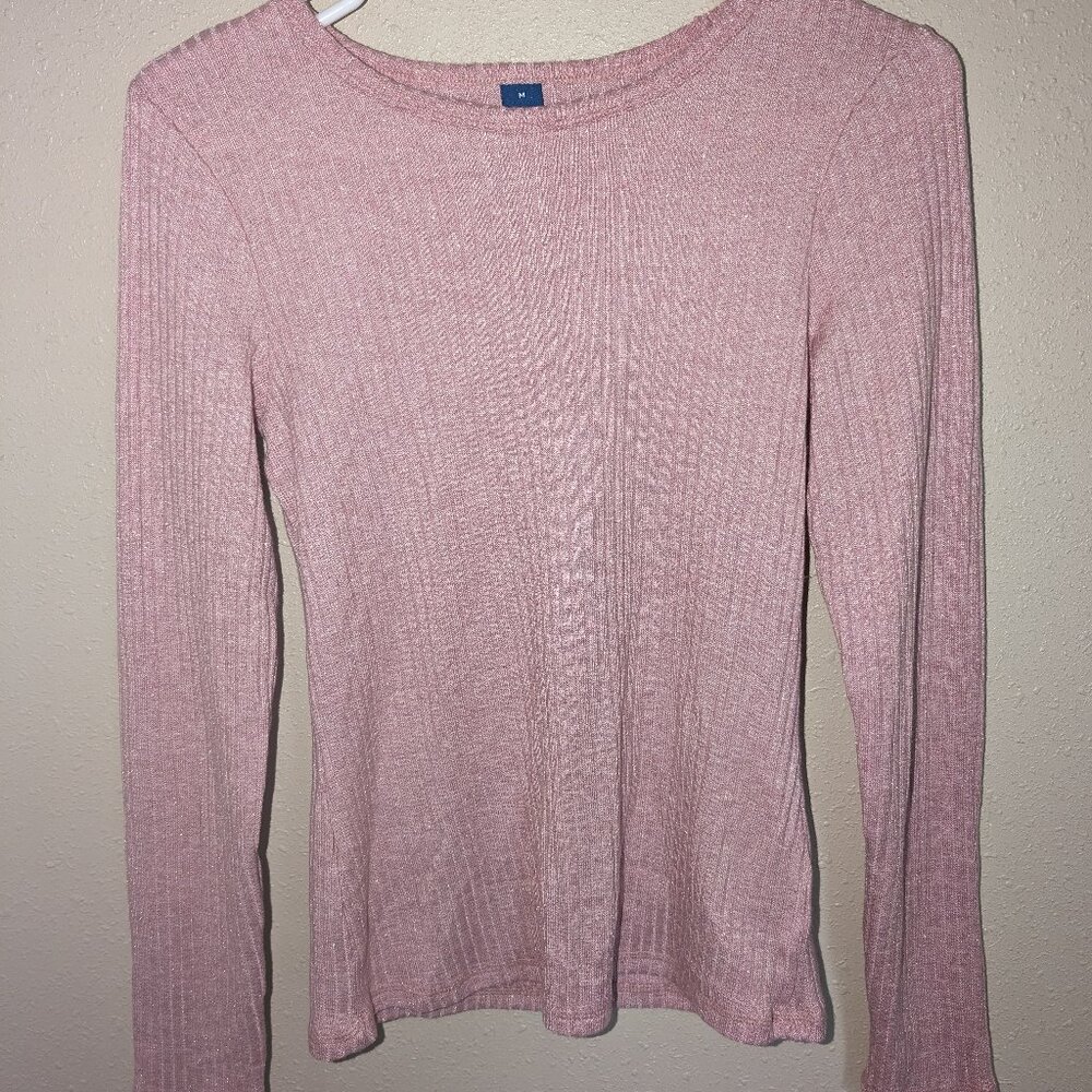 NWOT Old Navy Ribbed Shirt in Mauve with Silver Shimmer, Size Medium